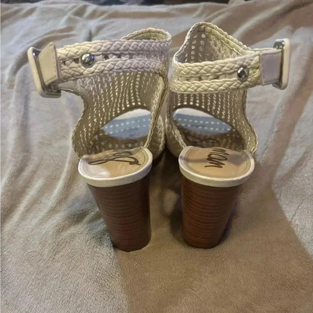 Sam Edelman Ivory Basketweave Open‎ Toe Booties
